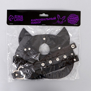 Карнавальный набор «Строгая киска» (БДСМ-маска, чокер)